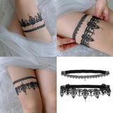 Maxbell Maxbell 2pcs Wedding Garter Embroidery Floral Sexy Garters Women/Female/Bride Black S