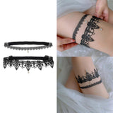 Maxbell Maxbell 2pcs Wedding Garter Embroidery Floral Sexy Garters Women/Female/Bride Black S