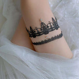 Maxbell Maxbell 2pcs Wedding Garter Embroidery Floral Sexy Garters Women/Female/Bride Black S