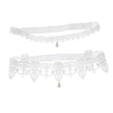 Maxbell Maxbell 2pcs Wedding Garter Embroidery Floral Sexy Garters Women/Female/Bride White S
