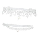 Maxbell Maxbell 2pcs Wedding Garter Embroidery Floral Sexy Garters Women/Female/Bride White S