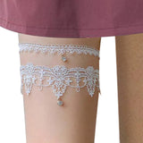 Maxbell Maxbell 2pcs Wedding Garter Embroidery Floral Sexy Garters Women/Female/Bride White S
