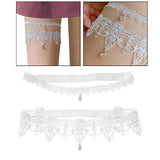 Maxbell Maxbell 2pcs Wedding Garter Embroidery Floral Sexy Garters Women/Female/Bride White S