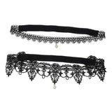 Maxbell Maxbell 2pcs Wedding Garter Embroidery Floral Sexy Garters Women/Female/Bride Black M
