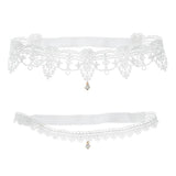 Maxbell Maxbell 2pcs Wedding Garter Embroidery Floral Sexy Garters Women/Female/Bride White M