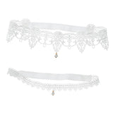 Maxbell Maxbell 2pcs Wedding Garter Embroidery Floral Sexy Garters Women/Female/Bride White M