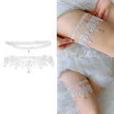 Maxbell Maxbell 2pcs Wedding Garter Embroidery Floral Sexy Garters Women/Female/Bride White M