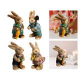 Maxbell 2Pcs Standing Bunny Straw Rabbit Easter Desktop Artificial Animal Model