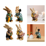 Maxbell 2Pcs Standing Bunny Straw Rabbit Easter Desktop Artificial Animal Model