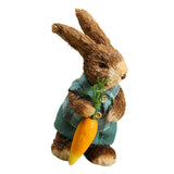 Maxbell 2Pcs Standing Bunny Straw Rabbit Easter Desktop Artificial Animal Model
