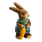 Maxbell 2Pcs Standing Bunny Straw Rabbit Easter Desktop Artificial Animal Model