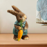Maxbell 2 Pieces Standing Bunny Straw Rabbit Easter Desktop Artificial Animal Decor