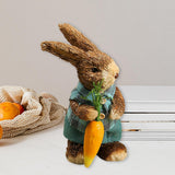 Maxbell 2 Pieces Standing Bunny Straw Rabbit Easter Desktop Artificial Animal Decor