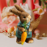 Maxbell 2Pcs Standing Bunny Straw Rabbit Easter Desktop Artificial Animal Model
