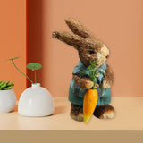 Maxbell 2Pcs Standing Bunny Straw Rabbit Easter Desktop Artificial Animal Model