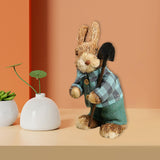 Maxbell 2 Pieces Standing Bunny Straw Rabbit Easter Desktop Artificial Animal Decor