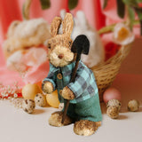 Maxbell 2 Pieces Standing Bunny Straw Rabbit Easter Desktop Artificial Animal Decor