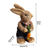 Maxbell 2Pcs Standing Bunny Straw Rabbit Easter Desktop Artificial Animal Model