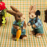 Maxbell 2Pcs Standing Bunny Straw Rabbit Easter Desktop Artificial Animal Model