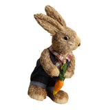 Maxbell 2Pcs Standing Bunny Straw Rabbit Easter Desktop Artificial Animal Model