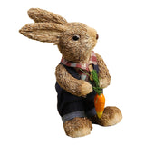 Maxbell 2Pcs Standing Bunny Straw Rabbit Easter Desktop Artificial Animal Model