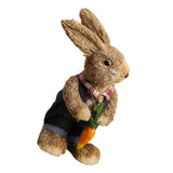 Maxbell 2Pcs Standing Bunny Straw Rabbit Easter Desktop Artificial Animal Model