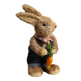Maxbell 2Pcs Standing Bunny Straw Rabbit Easter Desktop Artificial Animal Model