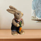 Maxbell 2Pcs Standing Bunny Straw Rabbit Easter Desktop Artificial Animal Model