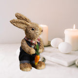 Maxbell 2Pcs Standing Bunny Straw Rabbit Easter Desktop Artificial Animal Model