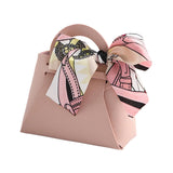 Maxbell 5 Pieces Exquisite PU Leather Wedding Favours Bags Handbag with Ribbons Pink
