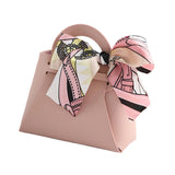 Maxbell 5 Pieces Exquisite PU Leather Wedding Favours Bags Handbag with Ribbons Pink