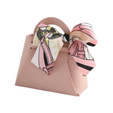 Maxbell 5 Pieces Exquisite PU Leather Wedding Favours Bags Handbag with Ribbons Pink