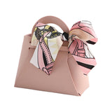 Maxbell 5 Pieces Exquisite PU Leather Wedding Favours Bags Handbag with Ribbons Pink