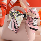 Maxbell 5 Pieces Exquisite PU Leather Wedding Favours Bags Handbag with Ribbons Pink