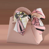 Maxbell 5 Pieces Exquisite PU Leather Wedding Favours Bags Handbag with Ribbons Pink