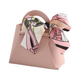Maxbell 5 Pieces Exquisite PU Leather Wedding Favours Bags Handbag with Ribbons Pink