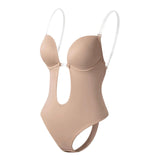 Maxbell 5xWomen Backless Bodysuit Deep V Neck Body Shaper for Wedding M  Skin Color