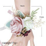 Rose Corsage Bracelet Wrist Corsage Rose Boutonniere for Bride, Prom White