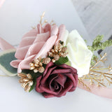 Rose Corsage Bracelet Wrist Corsage Rose Boutonniere for Bride, Prom White