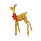 Christmas Deer Yard Ornament with Red Bows Glowing for Outside Garden Home Small