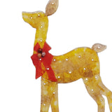 Christmas Deer Yard Ornament with Red Bows Glowing for Outside Garden Home Small