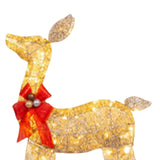 Christmas Deer Yard Ornament with Red Bows Glowing for Outside Garden Home Small