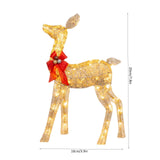 Christmas Deer Yard Ornament with Red Bows Glowing for Outside Garden Home Small