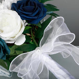 Maxbell 2xBridesmaid Flower Bridal Holding Wedding Bouquet for Wedding Home Graduation Blue White