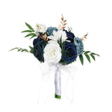 Maxbell 2xBridesmaid Flower Bridal Holding Wedding Bouquet for Wedding Home Graduation Blue White