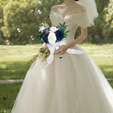 Maxbell 2xBridesmaid Flower Bridal Holding Wedding Bouquet for Wedding Home Graduation Blue White