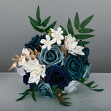 Maxbell 2xBridesmaid Flower Bridal Holding Wedding Bouquet for Wedding Home Graduation Blue White