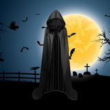 Maxbell 3xHalloween Cape Robe Party Dress up Gothic Hooded Cloak for Unisex Adults Men 140cm black