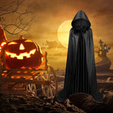 Maxbell 2xHalloween Cape Robe Party Dress up Gothic Hooded Cloak for Unisex Adults Men 150cm black