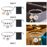 Maxbell Charm Bracelet Stainless Steel Mother's Day Gift for Grandmother Her Grandma Style A